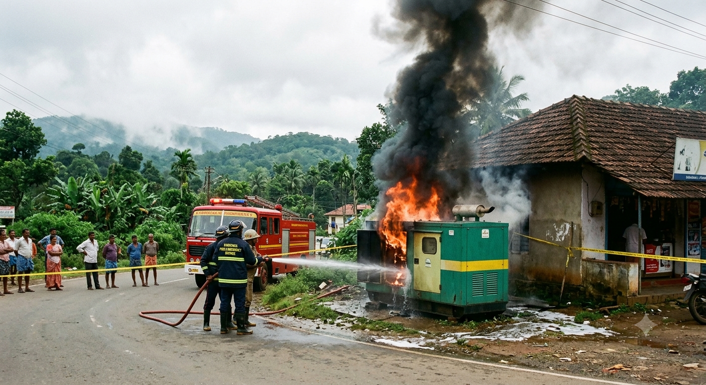 Generator Catches Fire in Madikeri